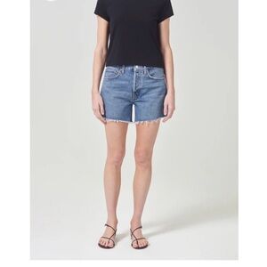 Agolde Parker Denim Long Shorts - Skywave